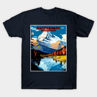 Matterhorn Mountain Switzerland Travel and Tourism Advertising Print T-Shirt